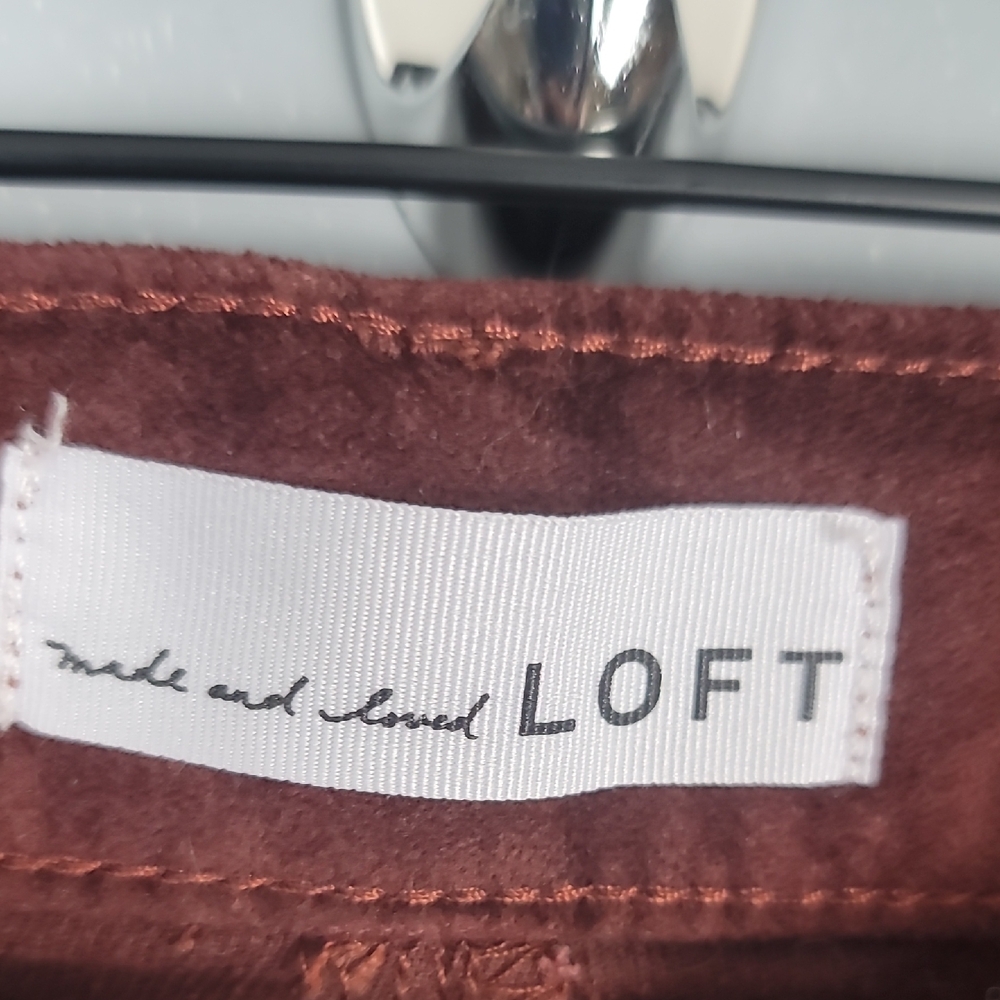 LOFT Corduroy Burgundy Red Pants Straight-Leg Pants - Picture 2 of 7